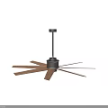Modern Ceiling Fan With Six Wooden Blades Black Metal Base And Stylish Design