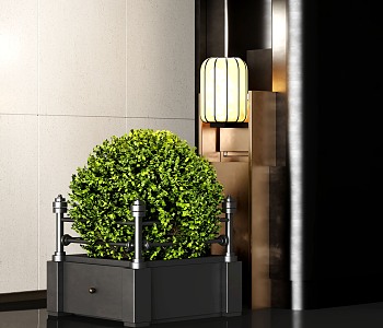 Green Plant Turnout Floor Wall Lamp 3d model