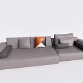 Modern Gray Sectional Sofa With Geometric Throw Pillows And Comfortable Design 3d model