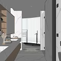 Modern Bathroom Interior Design With Marble Vanity Bathtub Glass Shower And Mirror