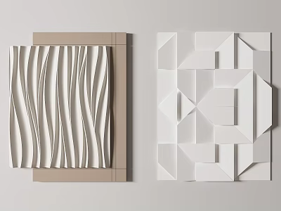 Modern 3D Wall Decor With Wavy Pattern And Geometric Shape Design 3d model