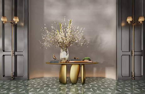 CCD hotel end view table porch table ornaments floral moss combination 3d model