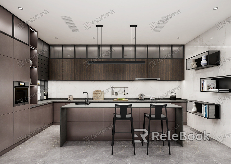 modern kitchen kitchen space model