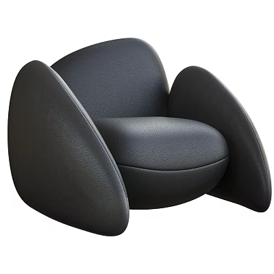 Modern Stylish Black Leather Single Sofa Interior with Curved Design and Unique Shape 3d model