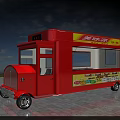 Vibrant Red Food Truck On Commercial Street For Mobile Dining Service