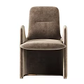 Beige Velvet Accent Chair With Curved Backrest And Comfortable Armrests Multiple Angles View