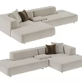 Modern Beige Fabric Single Sofa With Modular Design And Brown Cushions 3d model