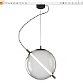 Modern Globe Pendant Light With Curved Black Cable And Glass Shade