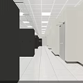 Industrial Server Room Featuring Rows Of Black Server Cabinets White Ceiling Lights And Spacious Aisle