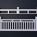 White Concrete Railing Design Featuring Vertical Bars And Top Rail 3d model