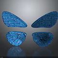 Blue Glittering Butterfly Wings With Symmetrical Shiny Patterns And Reflection 3d model