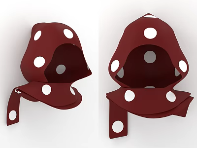 Red and white spotted hood hat 3d model