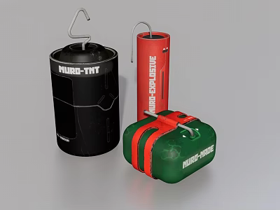 Military Tactical Weapons with Black Red Cylinders and Green Case Featuring Vibro Design 3d model