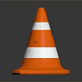 Two Orange Traffic Cones With White Reflective Stripes On Glossy Surface