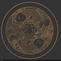 Intricate Circular Carving With Carp Fish Lotus And Wave Patterns Paper Cut Art