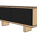 Modern Wooden Entryway Side Cabinet With Black Doors And Support Legs Design