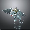 Knight In Shiny Armor Riding Silver Dragon With Spear And Large Wings