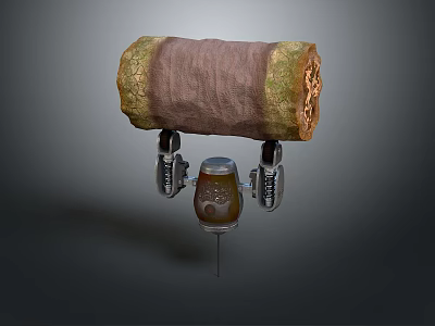 Game Movie Character With Mechanical Arms Supporting Rolled Body And Canister Base 3d model