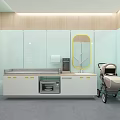 Modern Baby Care Room Interior With Cabinets Mirror Stroller