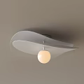 Modern Stylish Ceiling Light With Curved Shade And Round Bulb Design 3d model