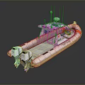 SAMA SEAWORK Fibreglass Work Boat with Twin Engines White Hull Orange Details and Antennas