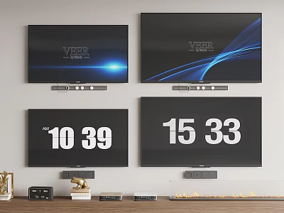 Wall Mounted Televisions With VERRE Display FM And Numbers 10 39 15 33 3d model