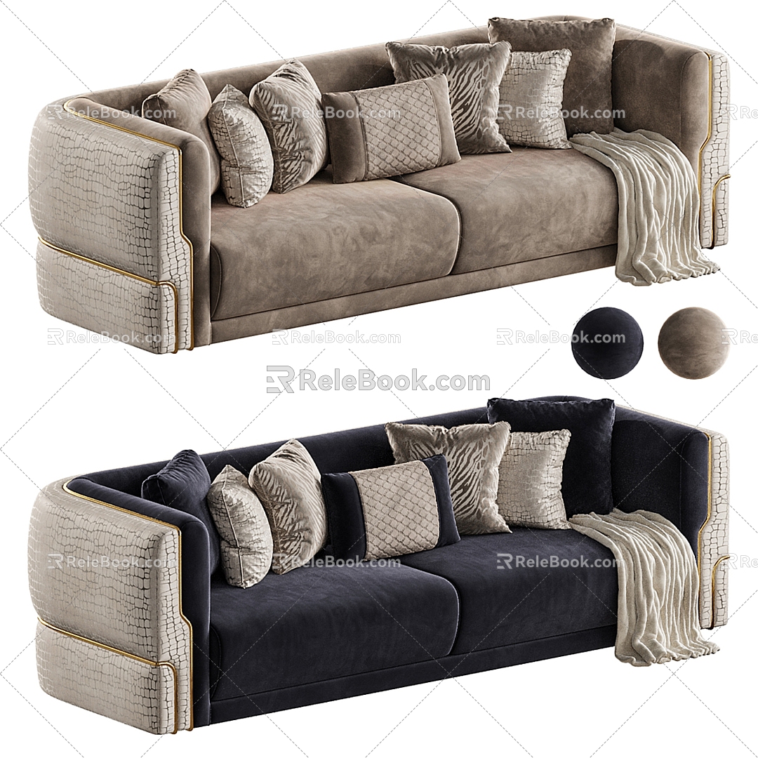 luxury two-seat sofa 3d model