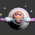 Cute Game and Movie Character with Pastel Pink Blue Gradient Star Hat Elf Ears and Floating Stars