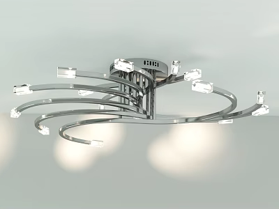 Modern Curved Crystal Ceiling Light With Metal Frame And LED Lighting For Home Interior 3d model
