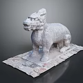 Ancient Style Stone Mythical Beast Sculpture With Carved Texture And Stone Base
