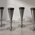 Modern Bar Stools with Stainless Steel Conical Legs Black Seats and Footrests for Kitchen Bar