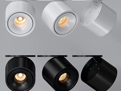 Modern White And Black Downlights And Spotlights With Sleek Design And Warm Lighting 3d model