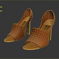 Pair Of Orange Open Toe High Heels With Sleek Design And Stiletto Heel