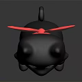 Black Cat Doll With Red Scarf In Sitting Pose And White Eyes