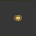 Modern Futuristic Golden Weapon With Glowing Laser Beams And Hexagonal Base Design