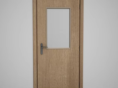 Wooden Swing Door With Glass Panel And Metal Handle For Interior Use 3d model