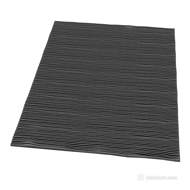 Black And White Striped Square Carpet For Modern Home Decor 3d model