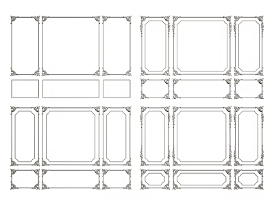Ornate Line Frame Designs With Decorative Patterns And Various Structural Details 3d model