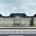 Grand Classical Office Building With Symmetrical Design Dome And Front Water Fountain Plaza