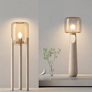 Solid wood floor lamp 3d model