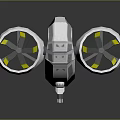 White Drone Design With Dual Large Propellers Gray Details Red Circular Component And Rear Nozzle