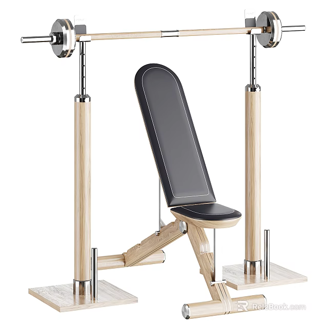 Adjustable Fitness Bench With Wooden Structure For Training 3d model 
