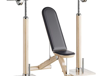 Adjustable Fitness Bench With Wooden Structure For Training 3d model