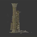 Modern Scene Featuring Two Stone Columns One Standing and One Collapsed with Debris 3d model