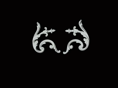 Intricate Carved Decorative Elements With Curved Scrolls And Symmetrical Patterns 3d model
