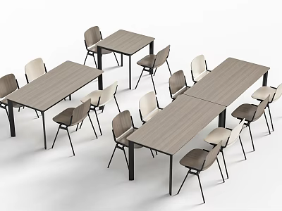 Elegant Modern Kitchen Dining Table Set With Wooden Tables And Chairs 3d model