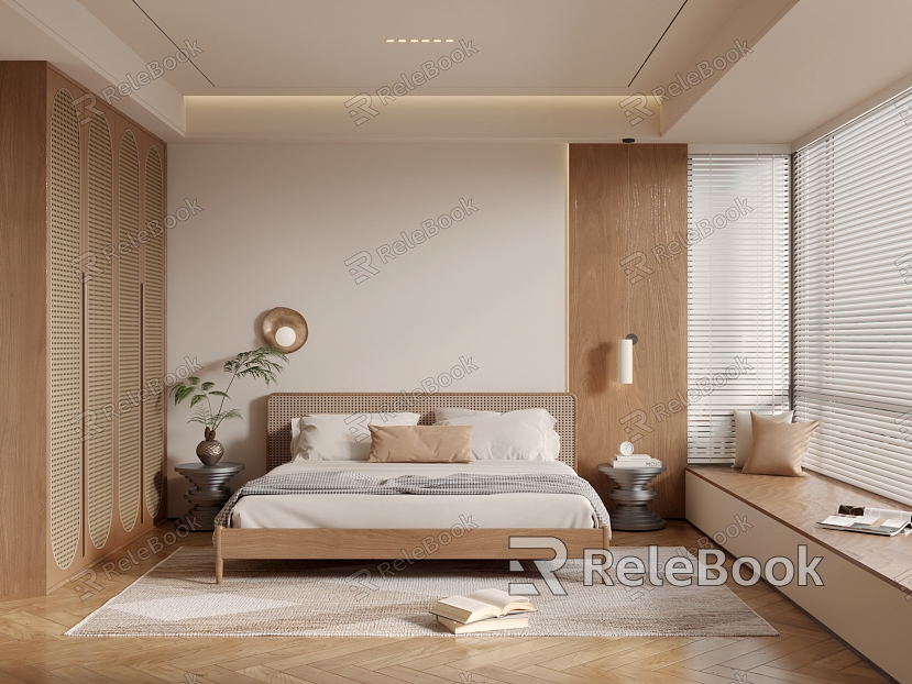 Silent Simple Retro Style Bedroom model