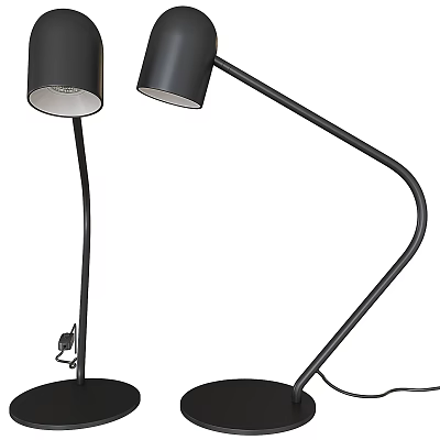 Sleek Black Modern Desk Lamp With Adjustable Arm And Stable Round Base 3d model