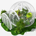 Elegant Villa Balcony Featuring Transparent Spherical Design Green Plants And Outdoor Seating