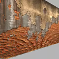 Building Exterior Wall With Weathered Brick Texture And Peeling Paint Design